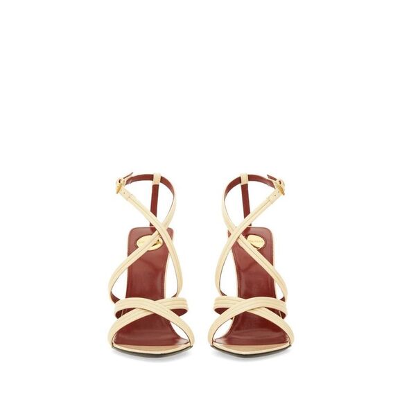 SAINT LAURENT Women's Strappy Wedge Ankle Strap Sandals Women Beige Pumps - Picture 4 of 4